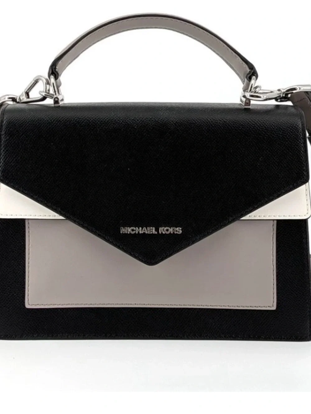 MICHAEL KORS Black, White & Taupe Structured Top-Handle Satchel-Looks brand new!